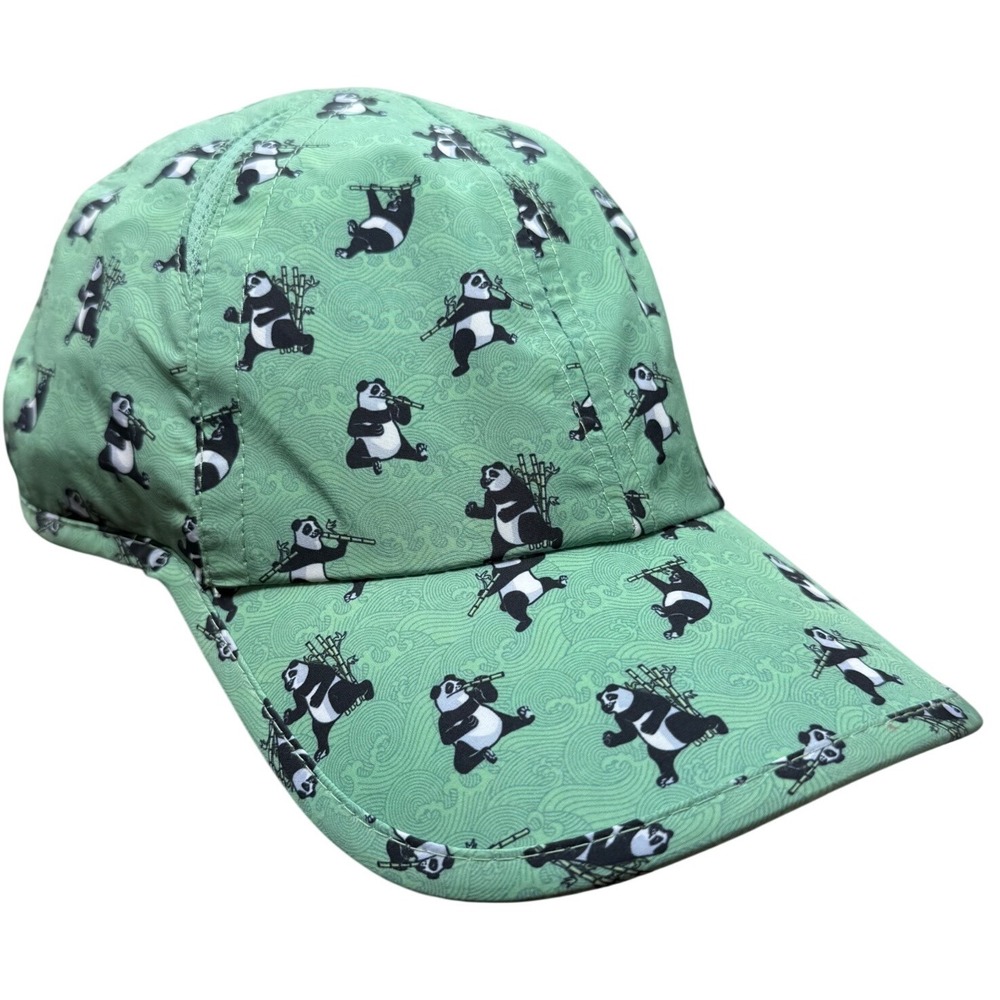 Sprints Panda Print Performance Running Hat Green Adjustable Athletic Cap OSFM